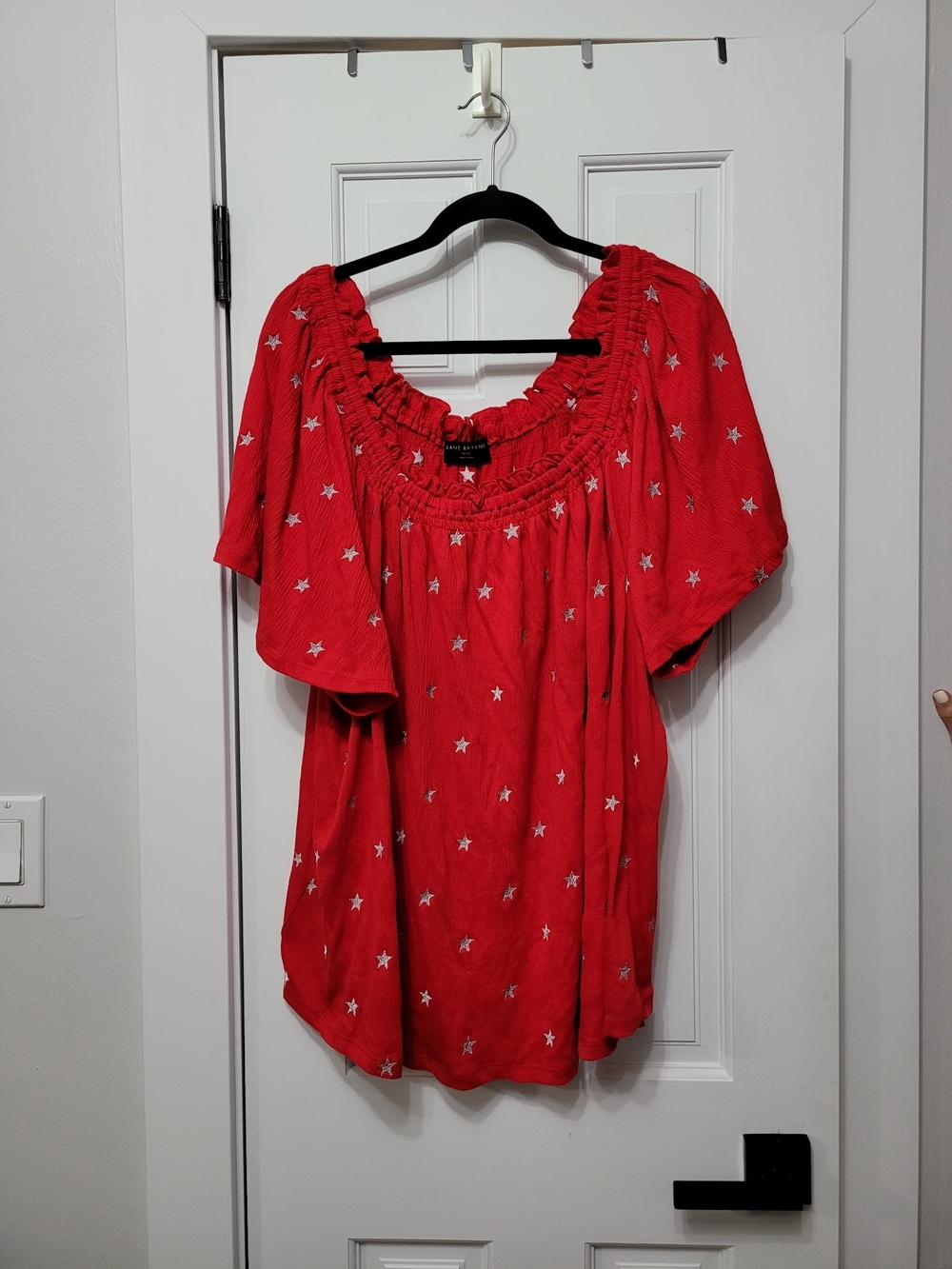 Lane Bryant Red Star-Print Peasant Blouse